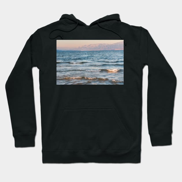 Sunset Waves and Mountains Hoodie by Amy-K-Mitchell